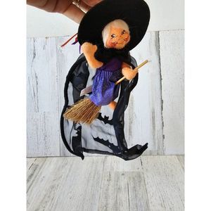 Annalee hanging witch broom bats 2002 vintage Halloween decor